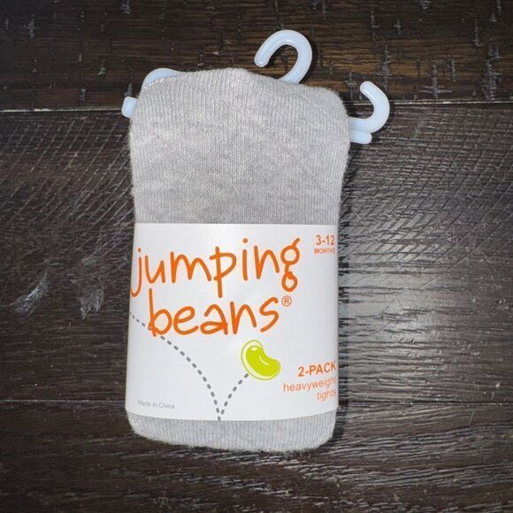 Nwt 3-12months jumping beans 2 pack white and gray heavyweight tights - Picture 1 of 4
